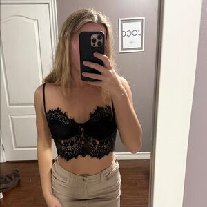 Black Lace Crop Top